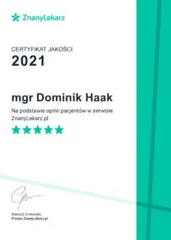 Certyfikat jakości ZnanyLekarz 2021